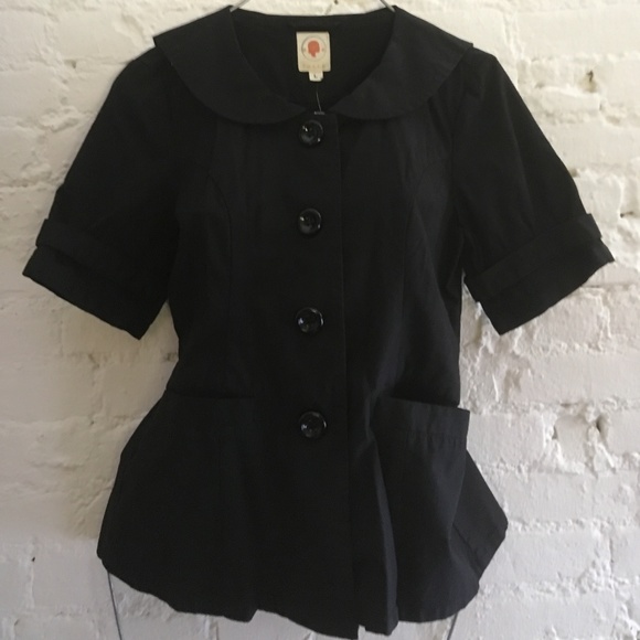 SOLD ANTHROPOLOGIE TULLE PETERPAN COLLAR PEACOAT - Picture 1 of 8